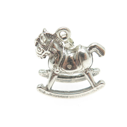 925 Sterling Silver Vintage Rocking Horse 3D Pendant