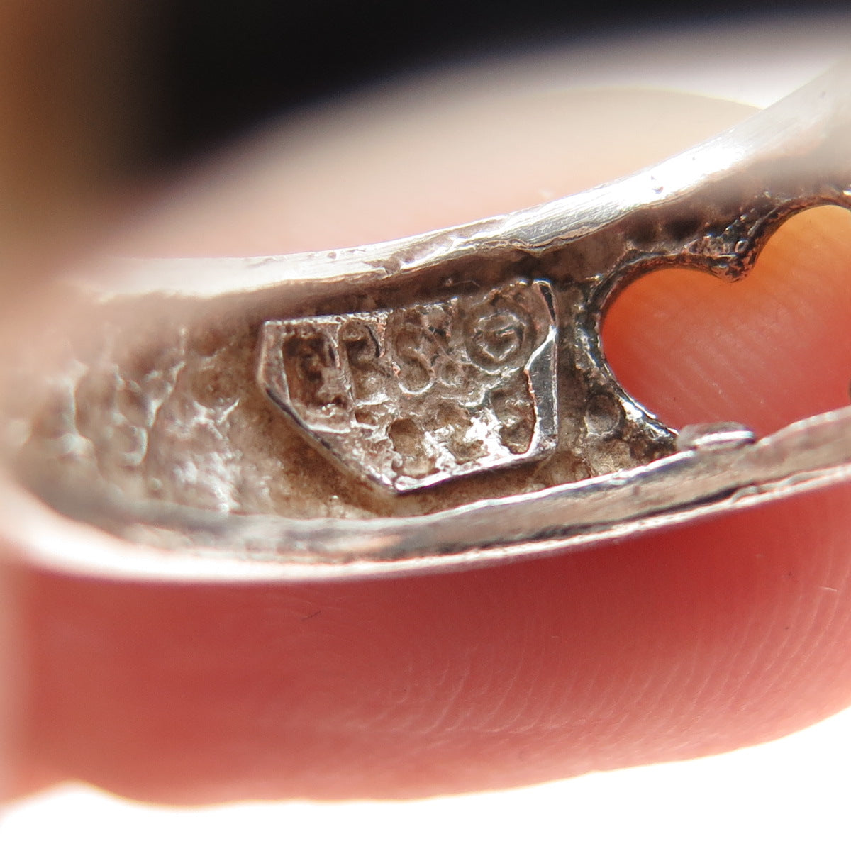 925 Sterling Silver Vintage EFS Mexico Child & Heart Oxidized Ring Size 6.25