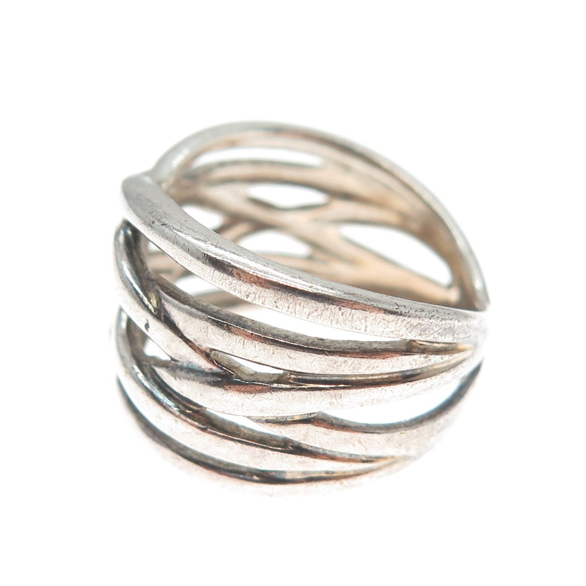950 Silver Vintage Crisscross Ring Size 7.25