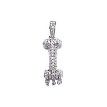 925 Sterling Silver Round-Cut C Z Sparkle Melted Letter I Initial Charm Pendant