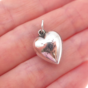 925 Sterling Silver Antique Art Deco Engraved Chatelaine Heart Charm Pendant