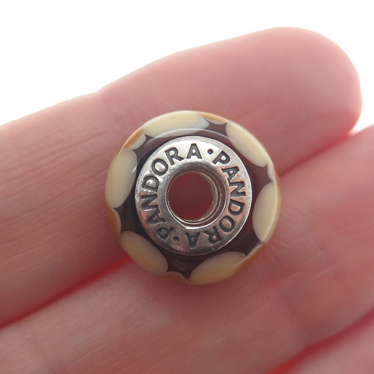 PANDORA 925 Sterling Silver Murano Glass Petal Bead Charm