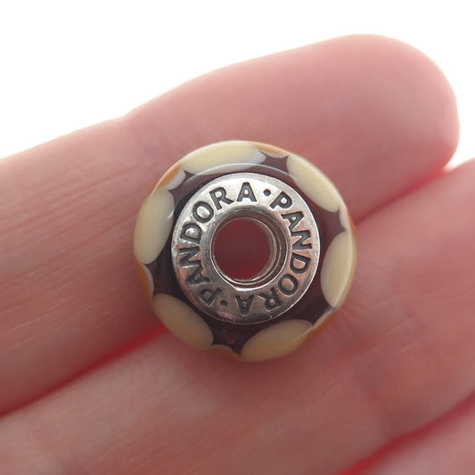 PANDORA 925 Sterling Silver Murano Glass Petal Bead Charm