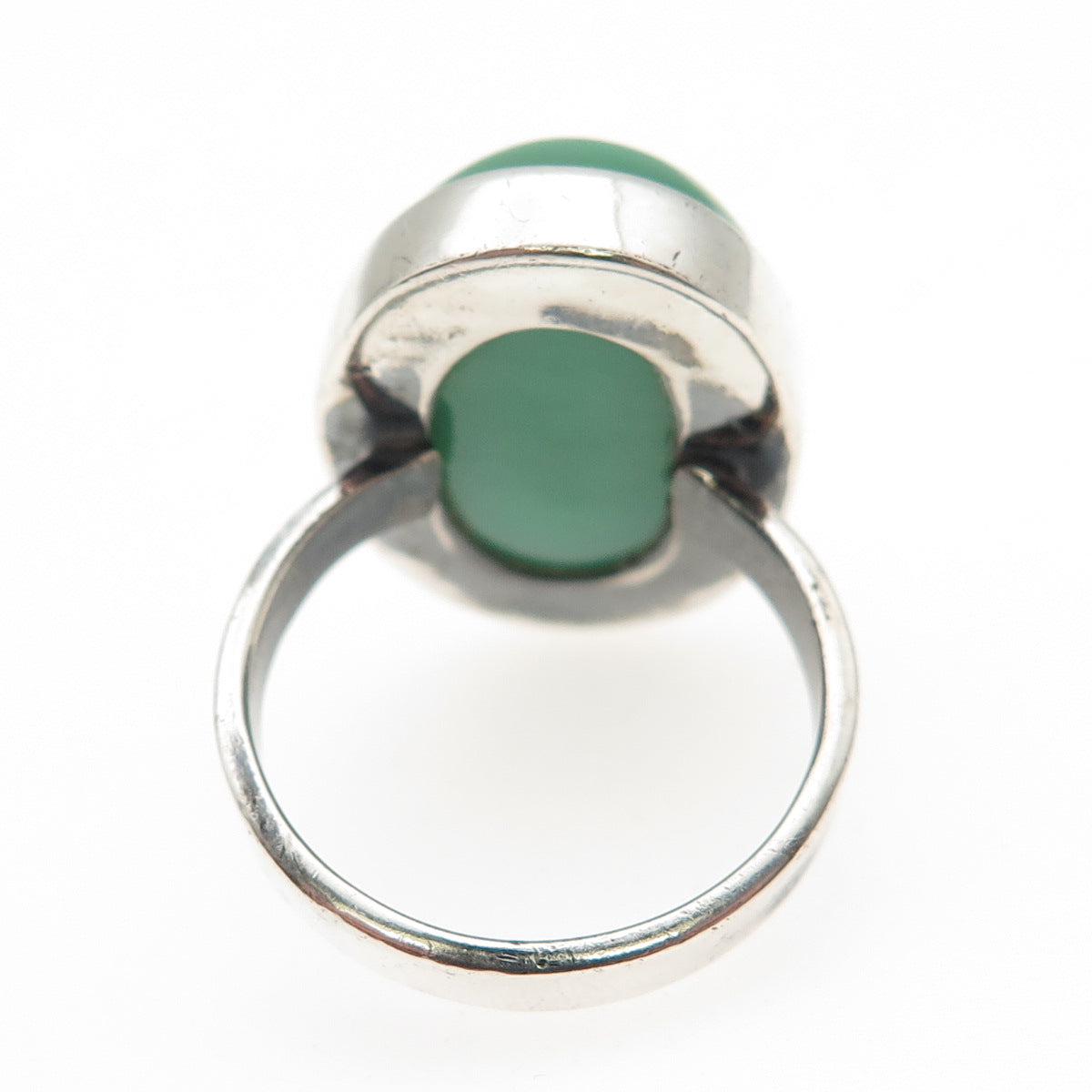 925 Sterling Silver Vintage Real Cabochon Chrysoprase Ring Size 8