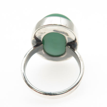 925 Sterling Silver Vintage Real Cabochon Chrysoprase Ring Size 8