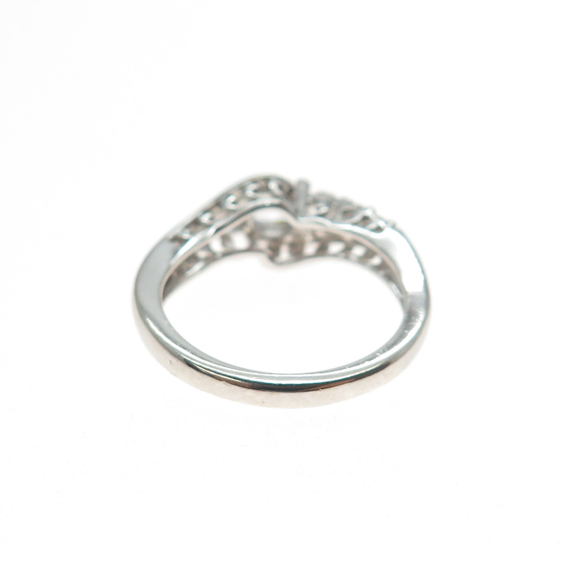 SUN 925 Sterling Silver Real Round-Cut White Topaz Engagement Ring Size 6.75