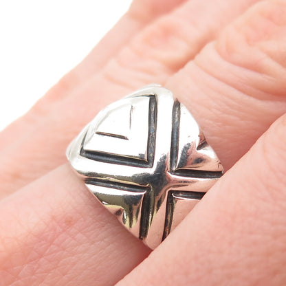 Chapal Zenray 925 Sterling Silver Vintage Modernist Oxidized Ring Size 7.5
