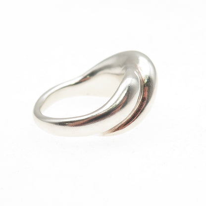 925 Sterling Silver Vintage Modernist Crisscross Ring Size 6