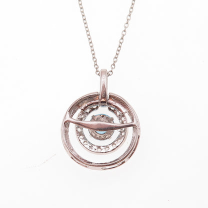 Joseph Schmid Sterling Silver Real Blue & White Topaz Cable Chain Necklace 18"