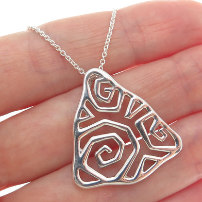 925 Sterling Silver Italy Modernist Spiral Triangle Cable Chain Necklace 18"
