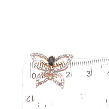 Ross Simons 925 Sterling Gold Plated Real Sapphire Butterfly Mini Slide Pendant
