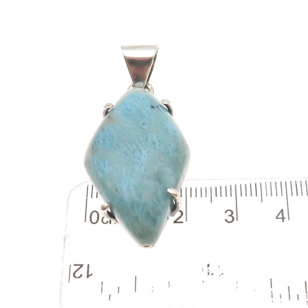 925 Sterling Silver Vintage Real Larimar Modernist Pendant