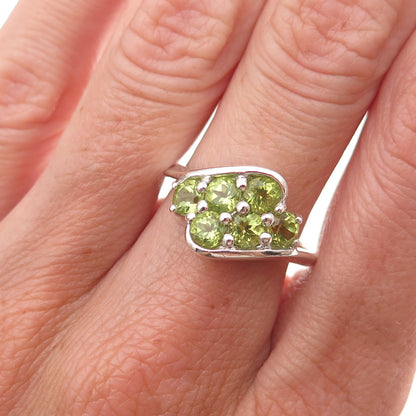 CNA Pranda 925 Sterling Silver Vintage Real Round-Cut Peridot Ring Size 9