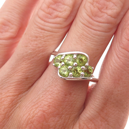 CNA Pranda 925 Sterling Silver Vintage Real Round-Cut Peridot Ring Size 9