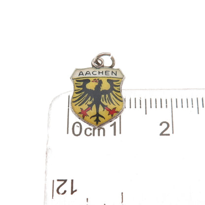 800 Silver Vintage Enamel Aachen Germany Mini Charm Pendant