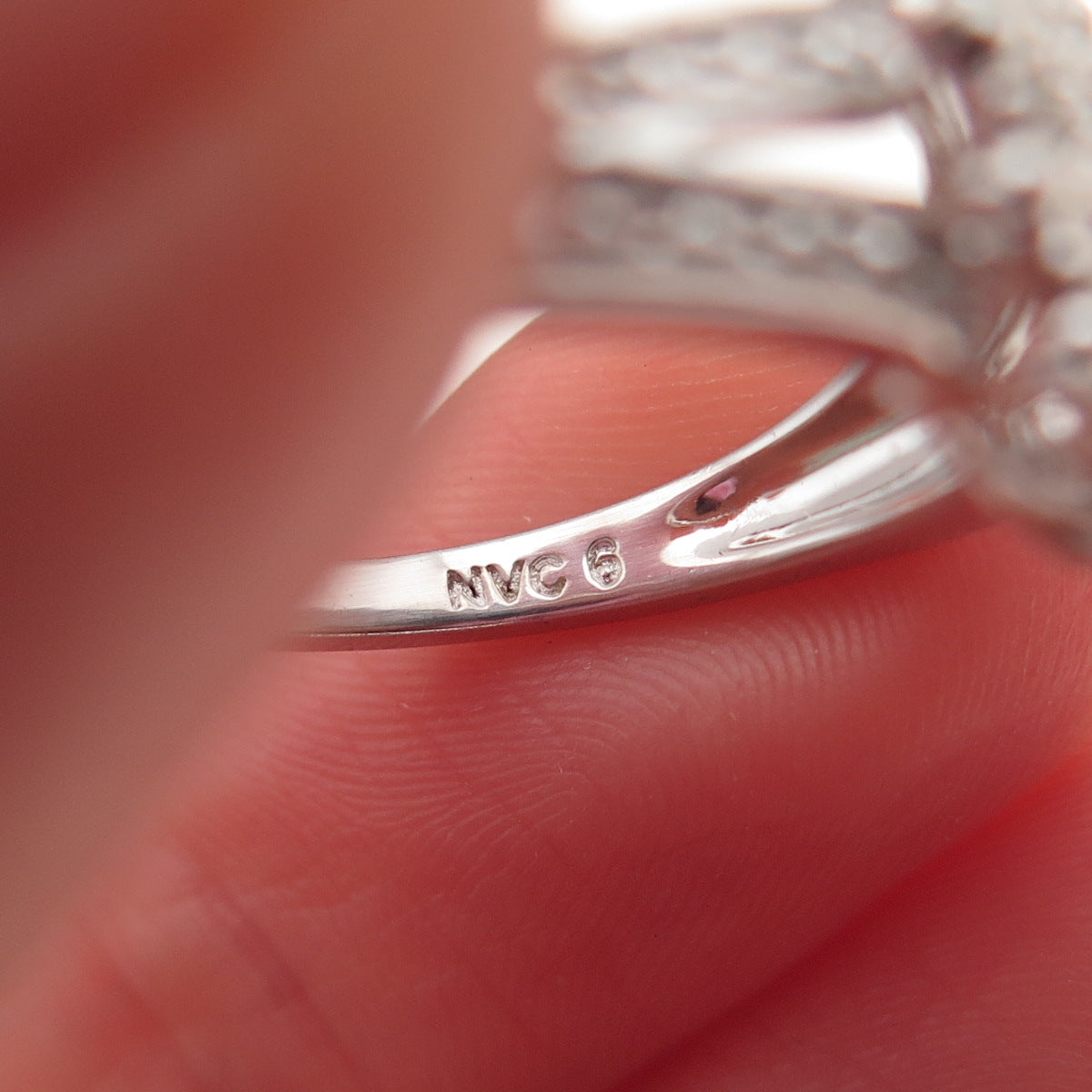 925 Sterling Silver Real Round-Cut Diamond Ring Size 6.25