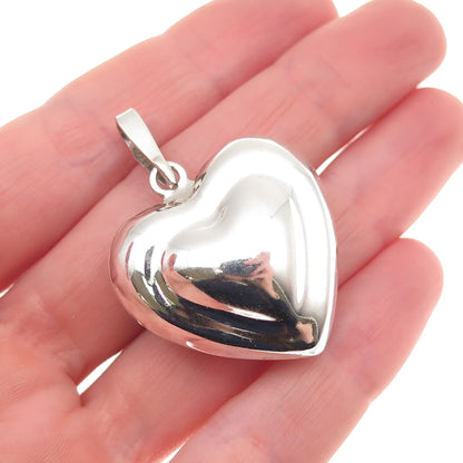 925 Sterling Silver Vintage CII Mexico Modernist Heart Charm Pendant