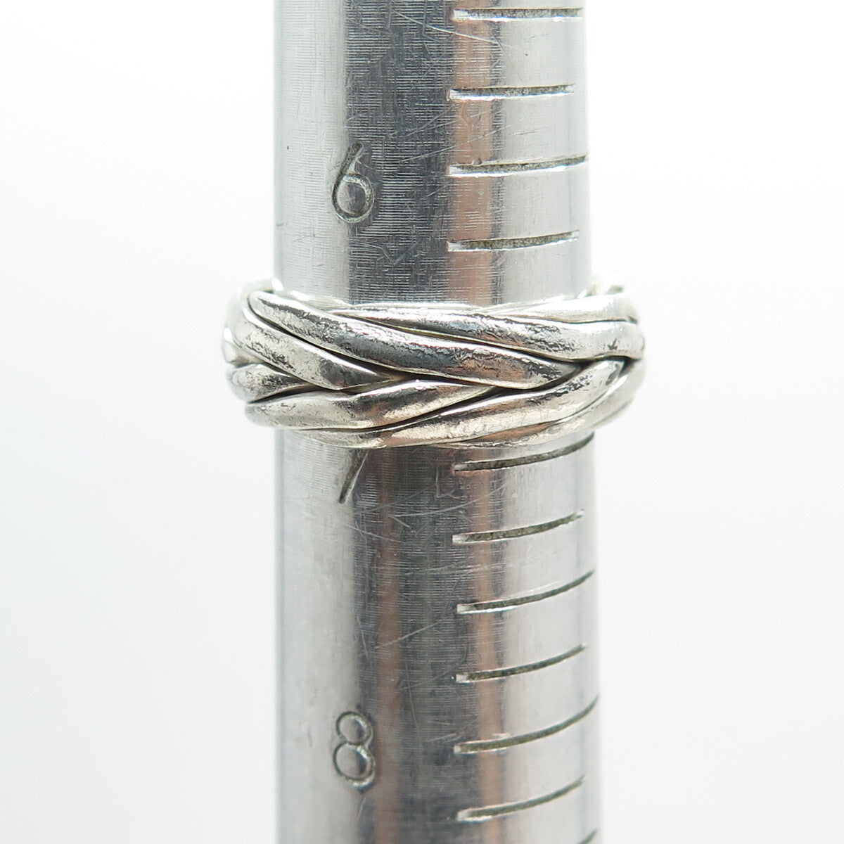 925 Sterling Silver Vintage Interlocked Braided Band Ring Size 7