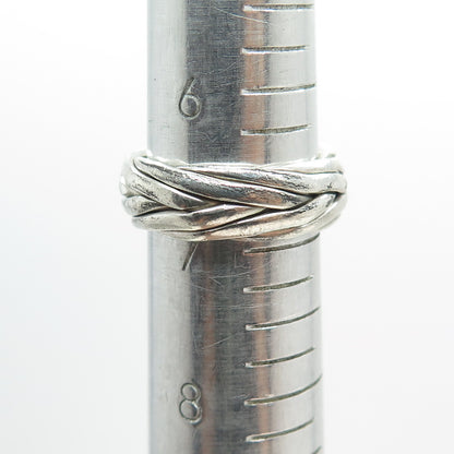 925 Sterling Silver Vintage Interlocked Braided Band Ring Size 7