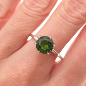 Dazzlers 925 Sterling Silver Real Round-Cut Peridot Ring Size 9