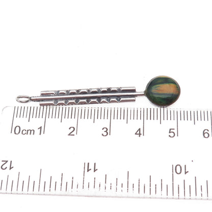 925 Sterling Silver Vintage Enamel Modernist Oxidized Pendant