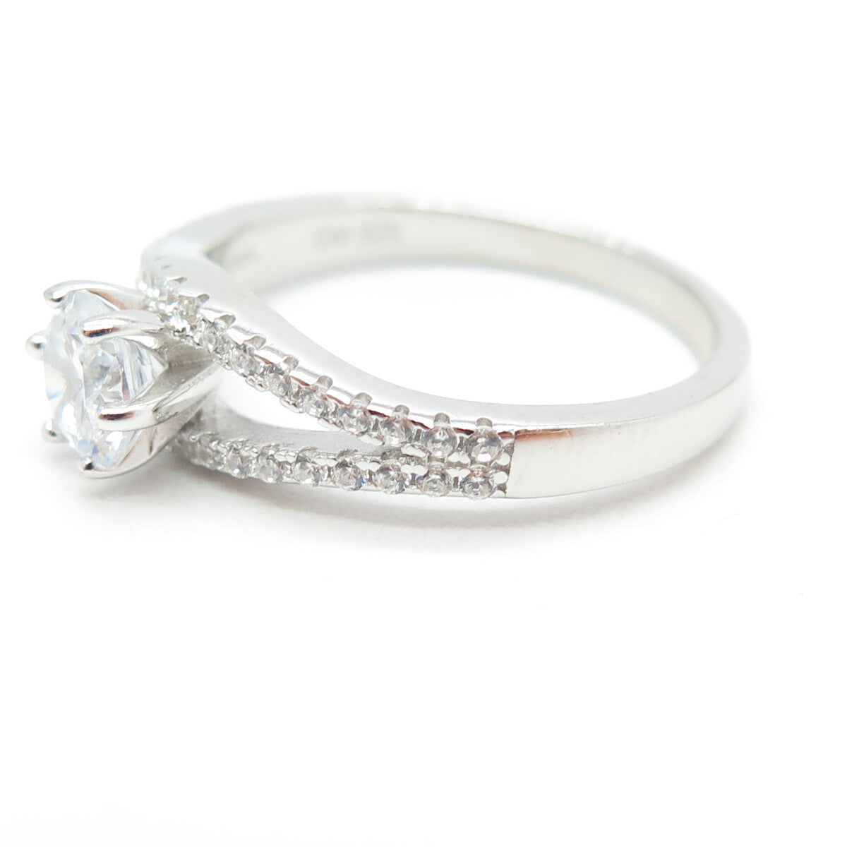 925 Sterling Silver Round-Cut C Z Engagement Ring Size 9.25