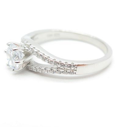925 Sterling Silver Round-Cut C Z Engagement Ring Size 9.25