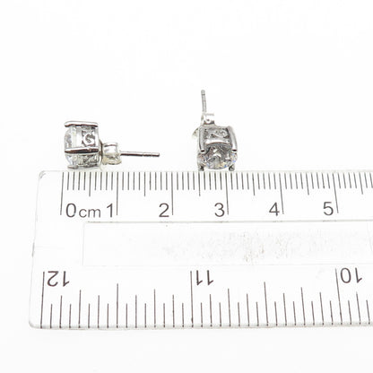 925 Sterling Silver Round-Cut C Z Stud Earrings