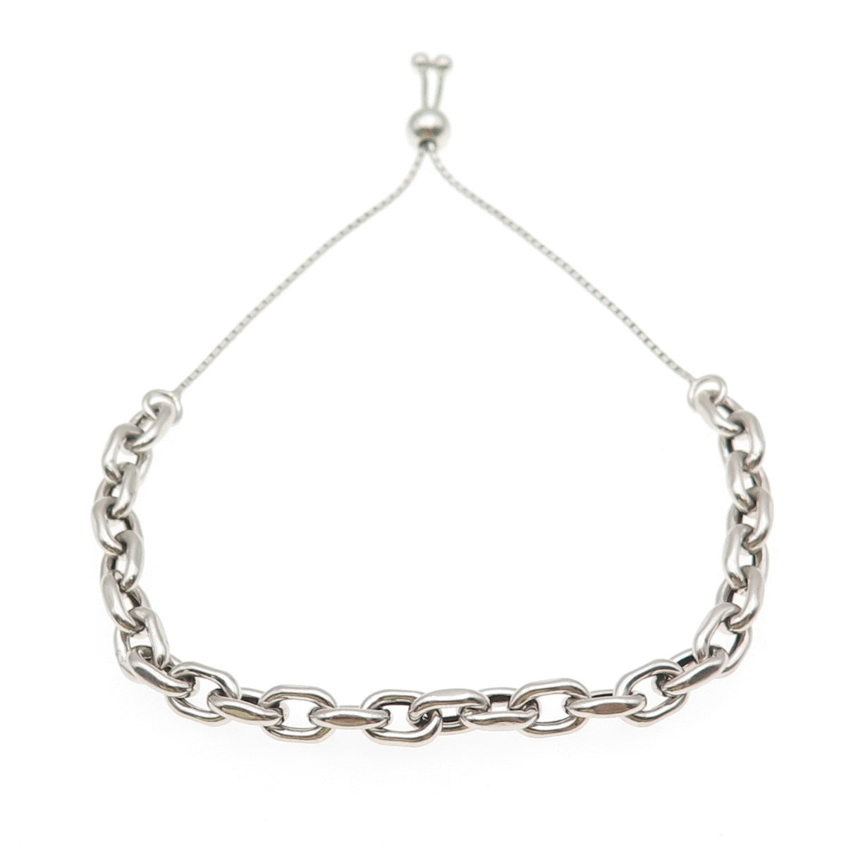 Milor 925 Sterling Silver Italy Cable Link Adjustable Bolo Bracelet 7-10"