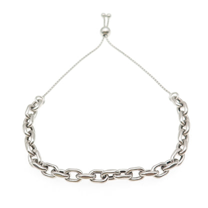 Milor 925 Sterling Silver Italy Cable Link Adjustable Bolo Bracelet 7-10"