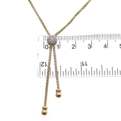 DASAN 925 Sterling Silver Gold Plated Italy Real Diamond Lariat Necklace 20-22"