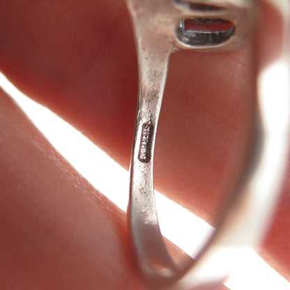 925 Sterling Silver Vintage Real Oval-Cut Blue Topaz & Kunzite Ring Size 6.75