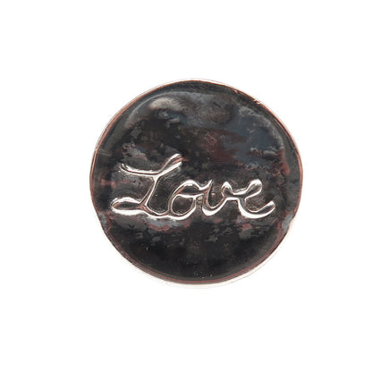 925 Sterling Silver Vintage Love Disc Ring Size 8.25