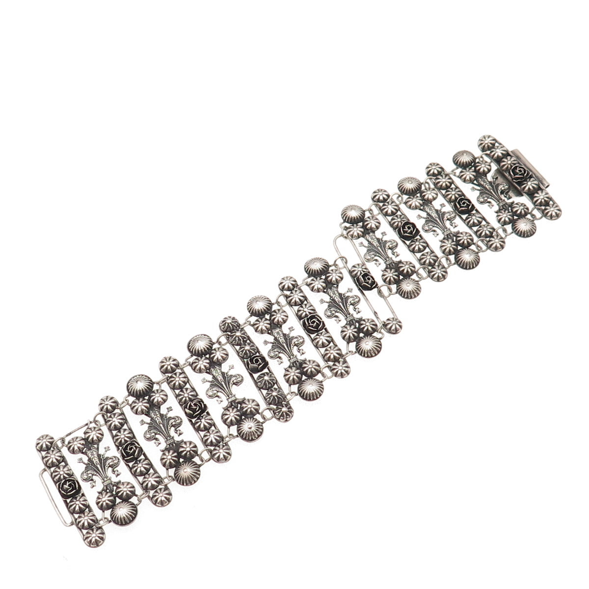 800 Silver Antique Art Deco Italy Fleur de Lis Bracelet 7.25" (missing parts)
