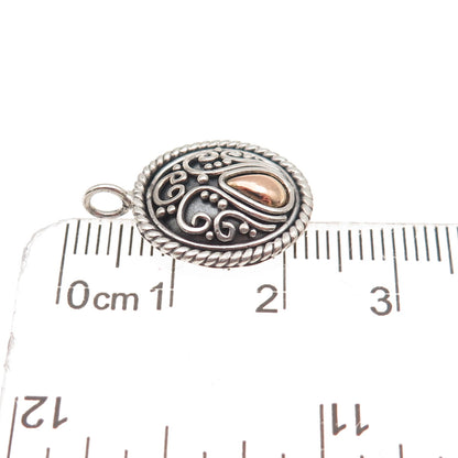 Suarti Bali 925 Sterling Silver 18K Gold Vintage Floral Scroll Charm Pendant