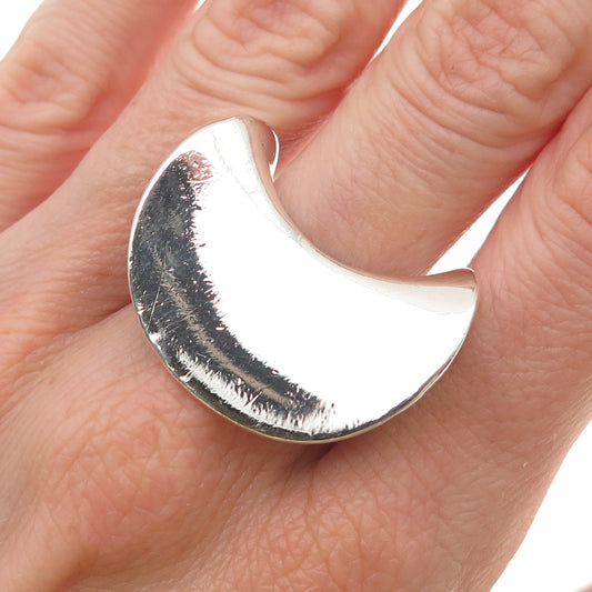 Georg Jensen 925S Sterling Vintage Denmark Modernist Crescent Ring Size 7 #92