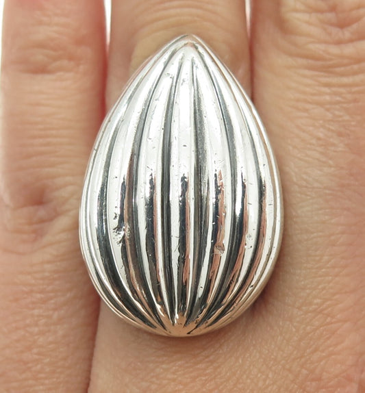 LORETTA BEGAY Navajo Old Pawn 925 Sterling Silver Vintage Ribbed Ring Size 6.25