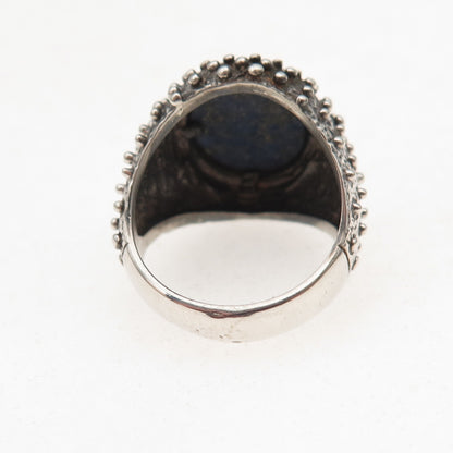 Chateau D’Argent 925 Sterling Silver Vintage Real Lapis Modernist Ring Size 5.25