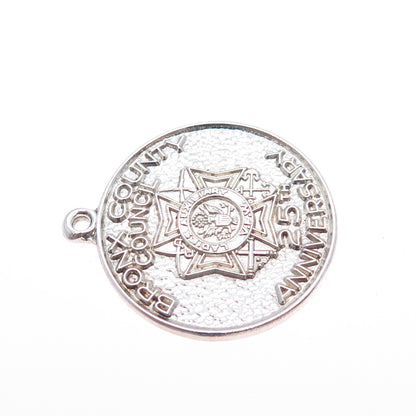 WAYNE 925 Sterling Silver Vintage Bronx County Council 25th Anniversary Pendant