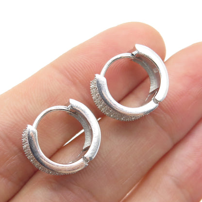 925 Sterling Silver Round-Cut C Z Wide Hoop Earrings