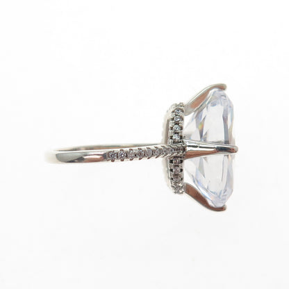 925 Sterling Silver Cushion-Cut C Z Engagement Ring Size 5