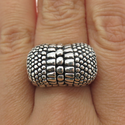 925 Sterling Silver Vintage Ethnic Domed Ring Size 7.5