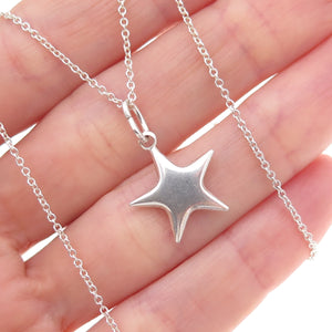 925 Sterling Silver Vintage Italy Star Cable Chain Necklace 18"