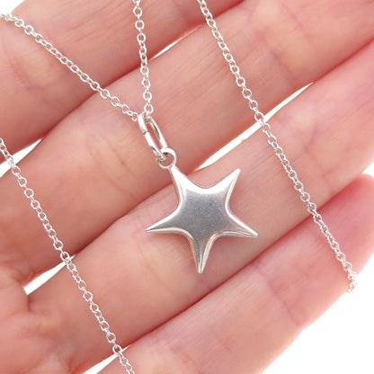 925 Sterling Silver Vintage Italy Star Cable Chain Necklace 18"