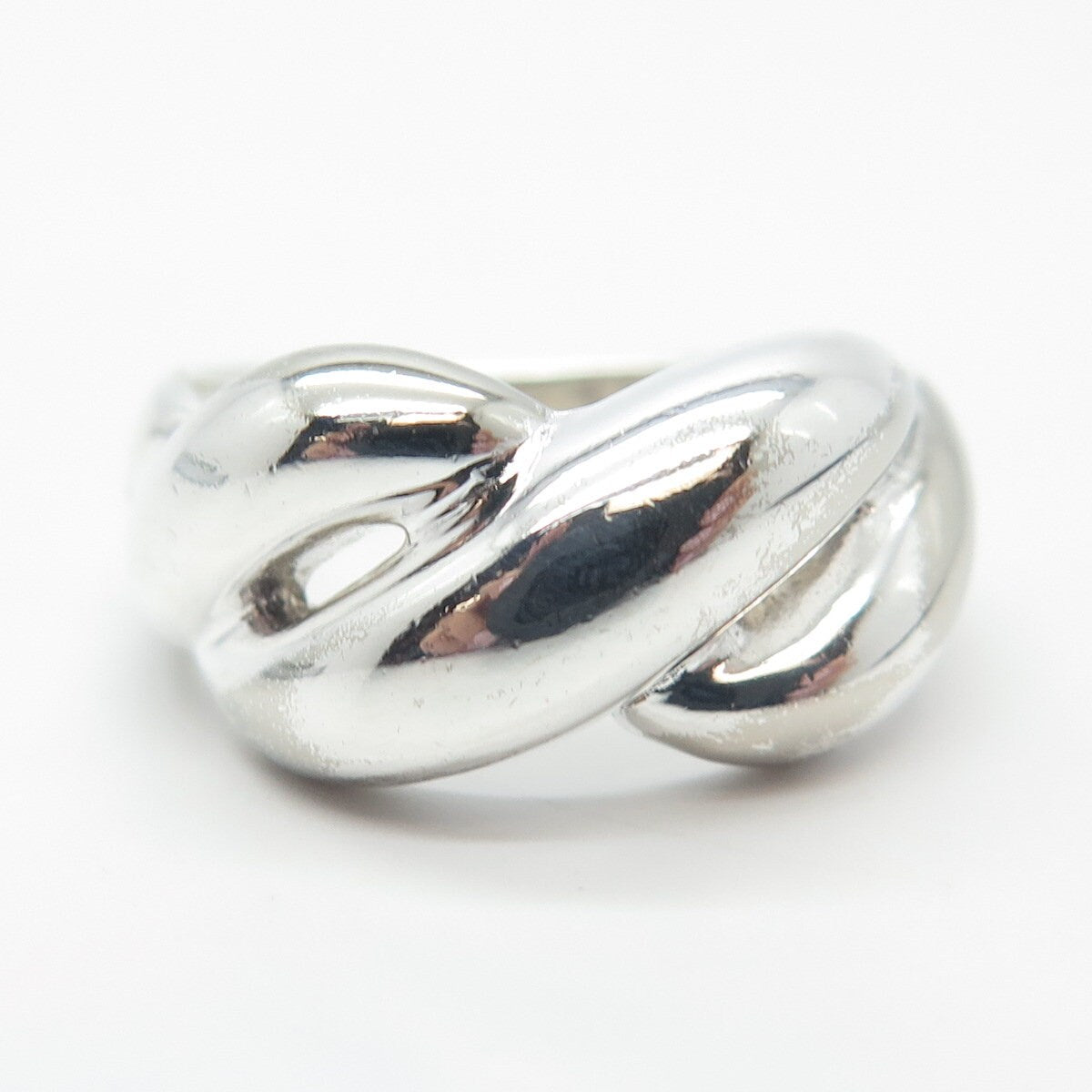 925 Sterling Silver Vintage Ribbed Ring Size 7