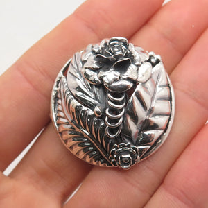 925 Sterling Silver Vintage Floral Leaf Pin Brooch