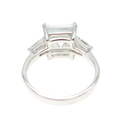 925 Sterling Silver Princess-Cut Shaped C Z Ring Size 7.25