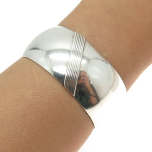 LEONORE DOSKOW 925 Sterling Silver Vintage Adjustable Wide Cuff Bracelet 6.5"
