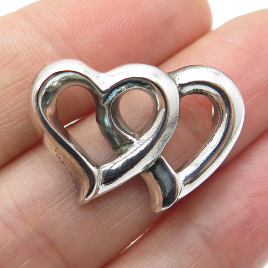 925 Sterling Silver Vintage Loving Hearts Centerpiece Slide Pendant