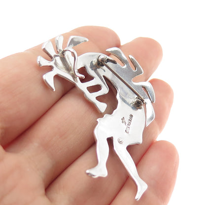 First American Traders Gallup Old Pawn Sterling Turquoise Kokopelli Pin Pendant